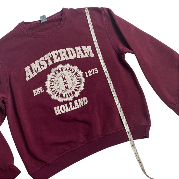 Vintage destroyed Amsterdam Collegiate style thin sweatshirt burgundy - Picture 9 of 9